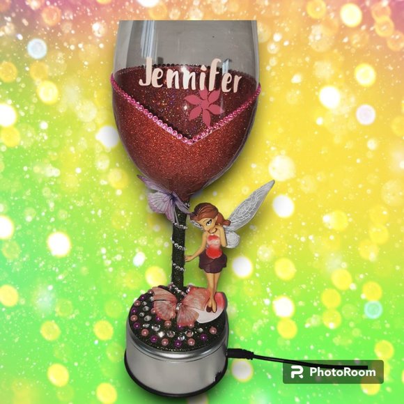 Disney fairy wine glass